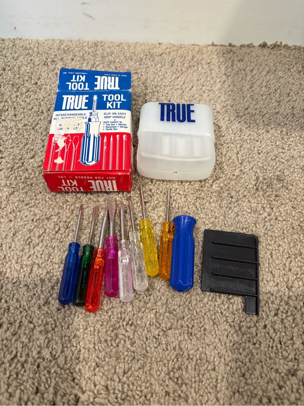 Vintage 8 in 1 all purpose Tool mate screwdriver set in case 1981 True Tool Kit